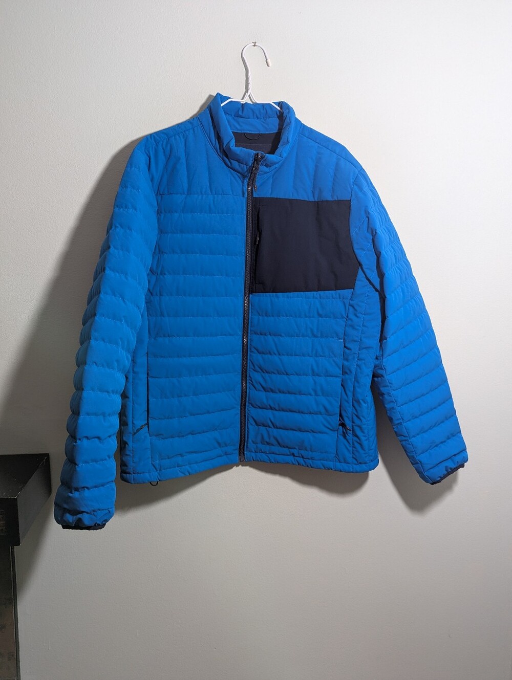 Lands End 800 Down Hyperdry Stretch Packable Coat Men's Large Blue Puffer Jacket